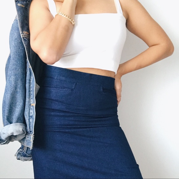 Vintage High waist deep navy denim skirt - Picture 4 of 7